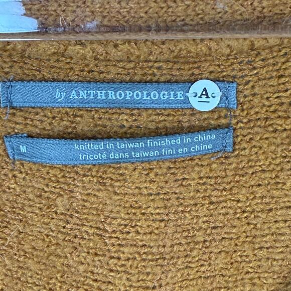ANTHROPOLOGIE Joy Fringe Hem V-Neck Mustard Maize Soft Jumper Sweater Sz Medium - Picture 7 of 11